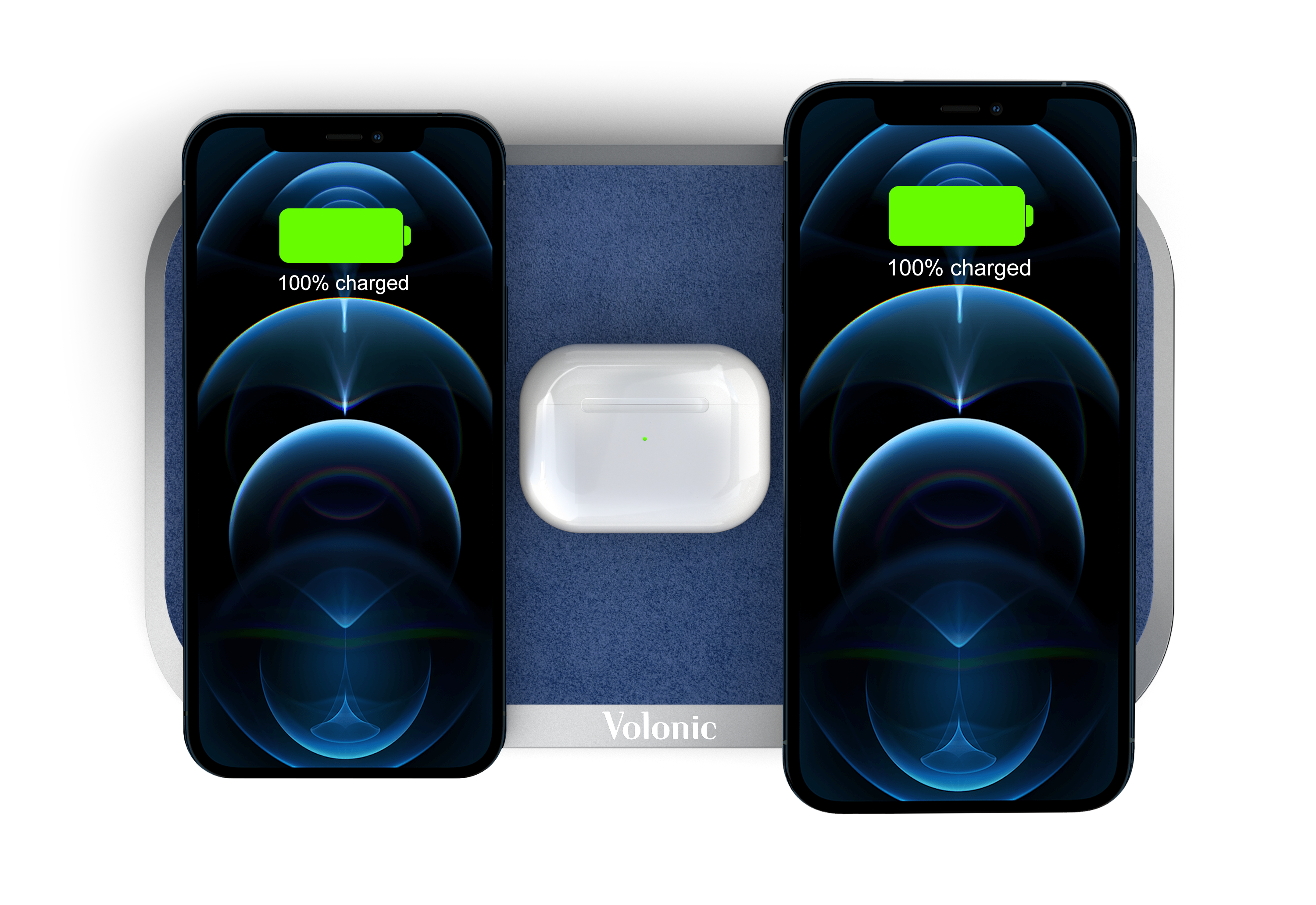 VALET 3 Silver Anodized Aluminum And Blue Alcantara®